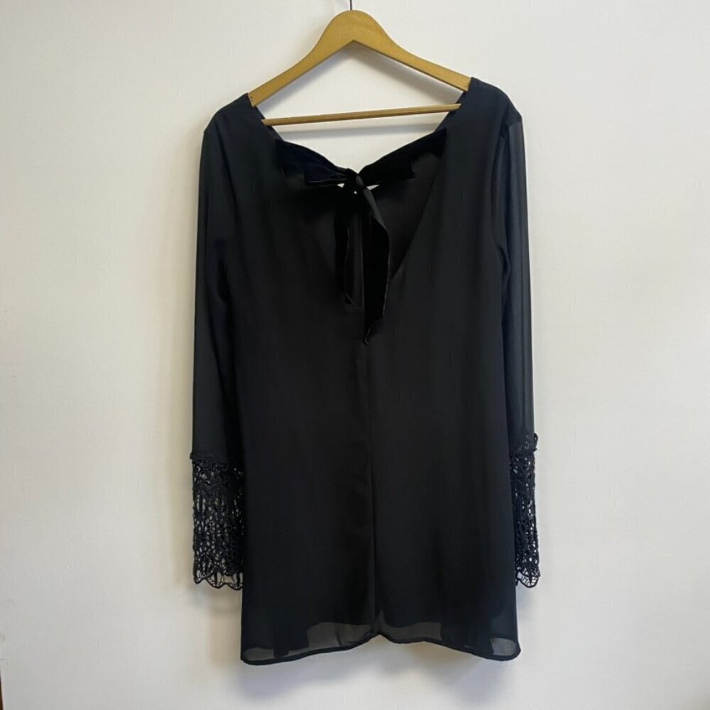 Umgee Black Bohemian Lace Sleeve Back Tie Dress - Picture 10 of 14